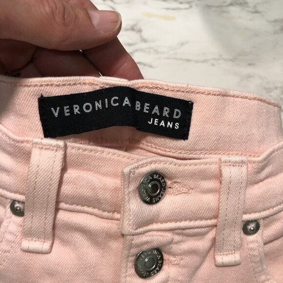 Veronica Beard Debbie Ankle Skinny High Rise Jeans 27 Button Fly Pink Stretch - Picture 2 of 14